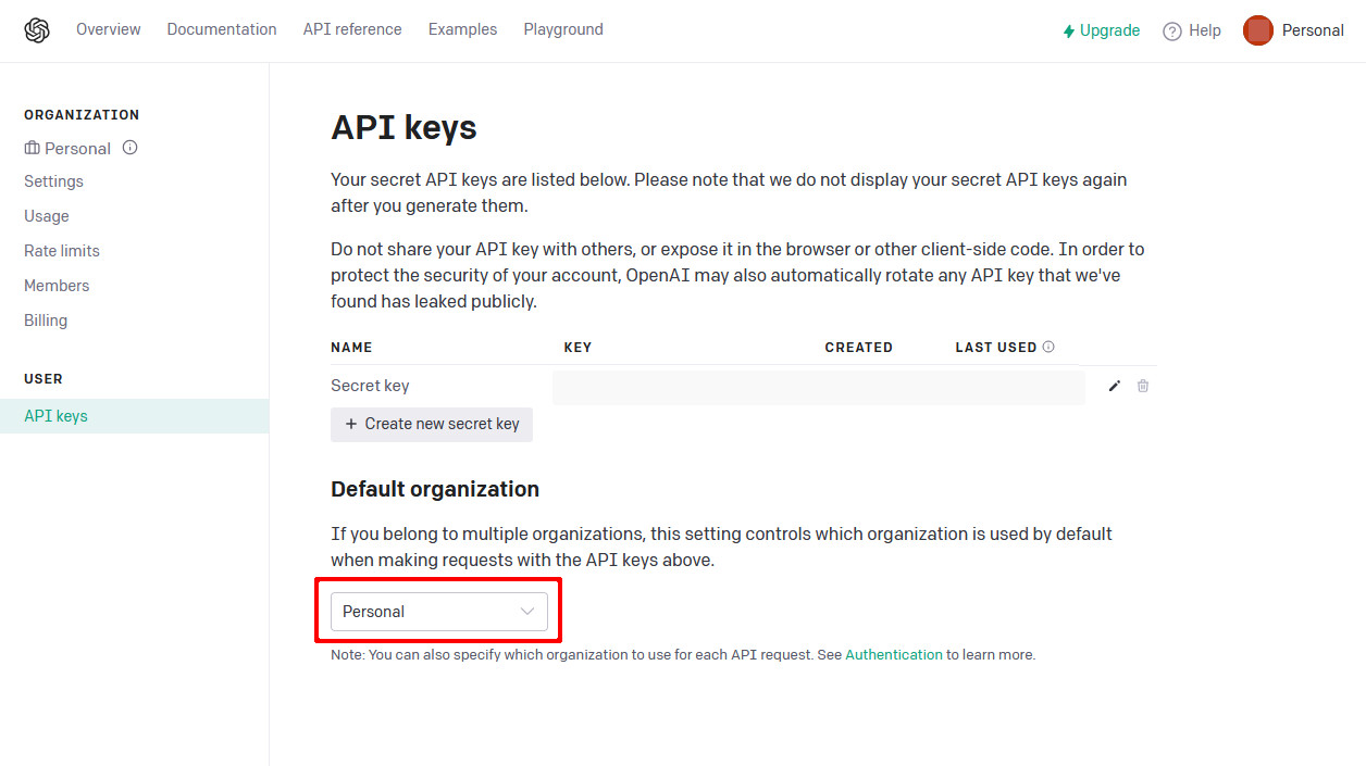 OpenAI - 認証情報の設定手順